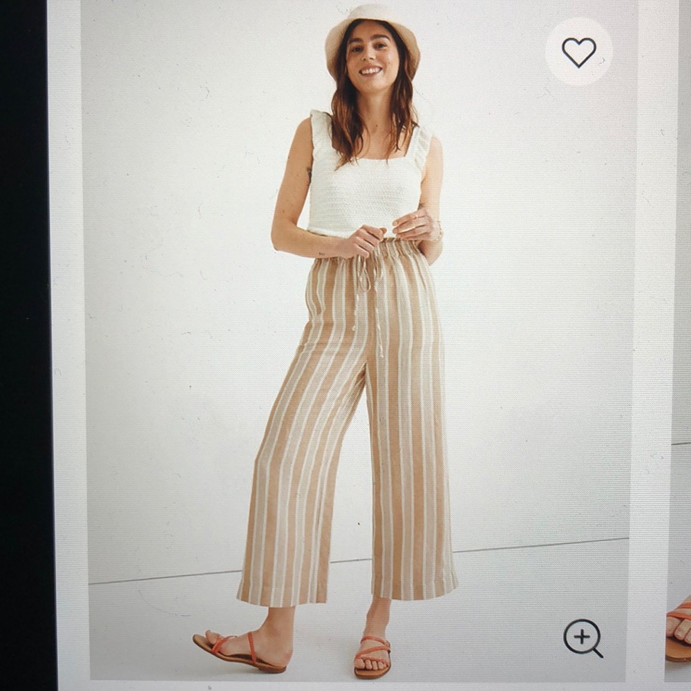 Smocked Huston Pull-On Crop Pants - Stripe